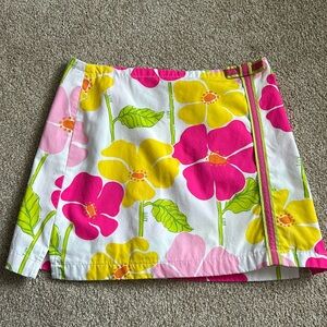 Lilly Pulitzer Girls Skort Skirt Size 8 Pink yellow white Floral